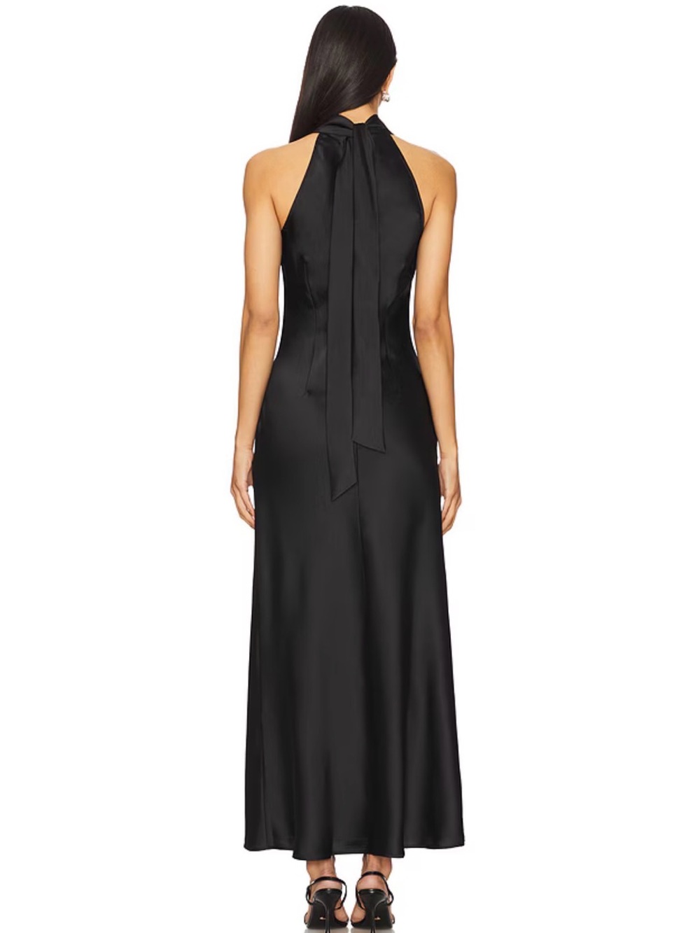 Elegant Black Halter Maxi Dress with Back Tie